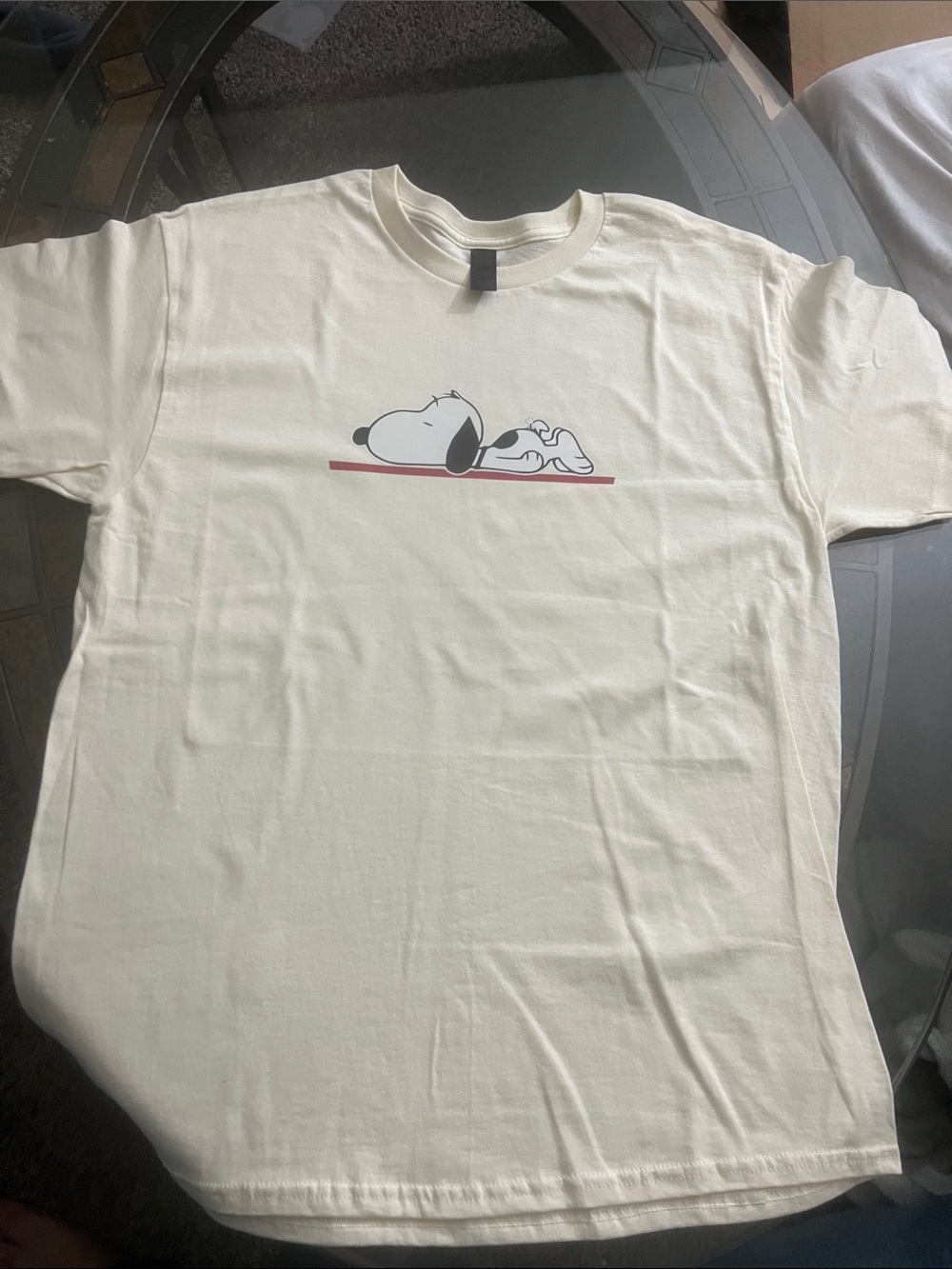 Off-white Snoopy Graphic Tee with Red Accent - Picture 3 of 3